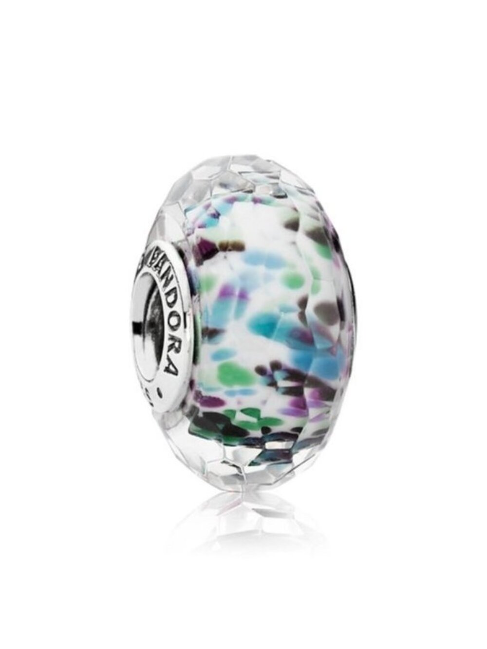 Pandora Sterling Silver Multi-Color Sea Glass Faceted Murano Glass Bead 791610